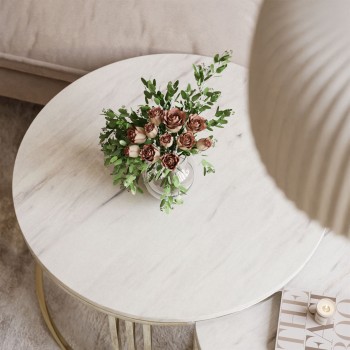 Runder Couchtisch 2in1 LORI LEVANTO Goldchrom