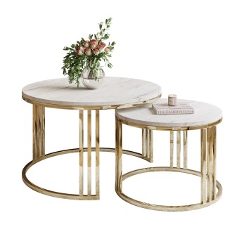 Runder Couchtisch 2in1 LORI LEVANTO Goldchrom