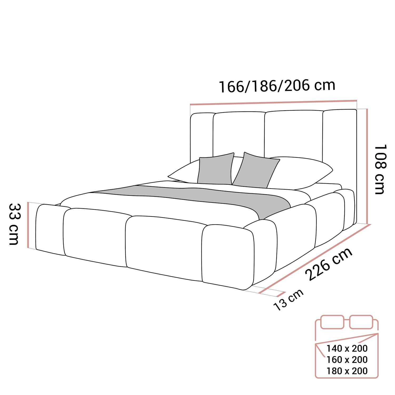 Polsterbett ELENA mit Bettkasten