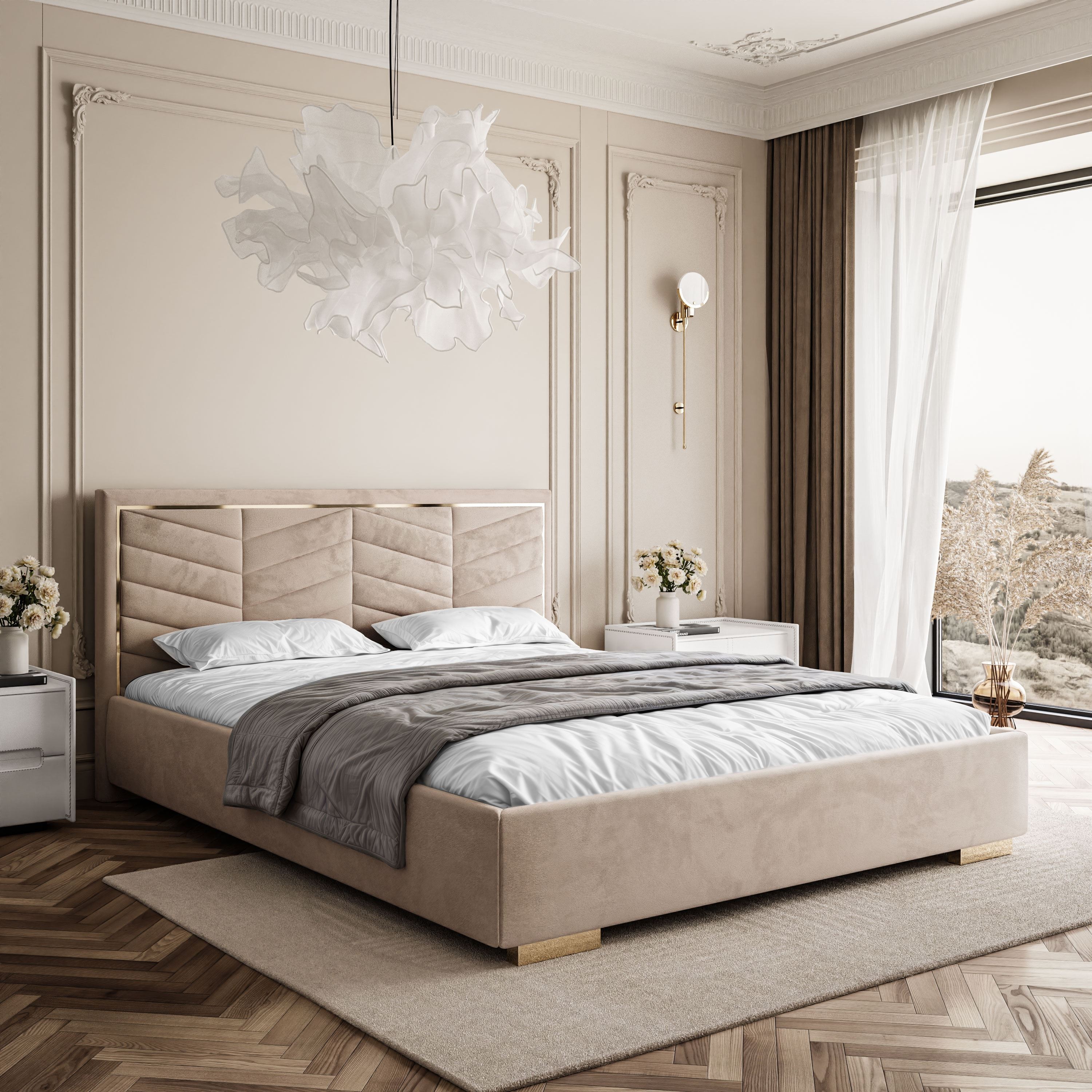 Polsterbett AURORA mit Bettkasten und Metallgestell