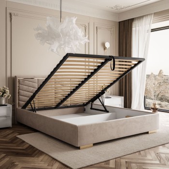 Polsterbett AURORA mit Bettkasten und Metallgestell