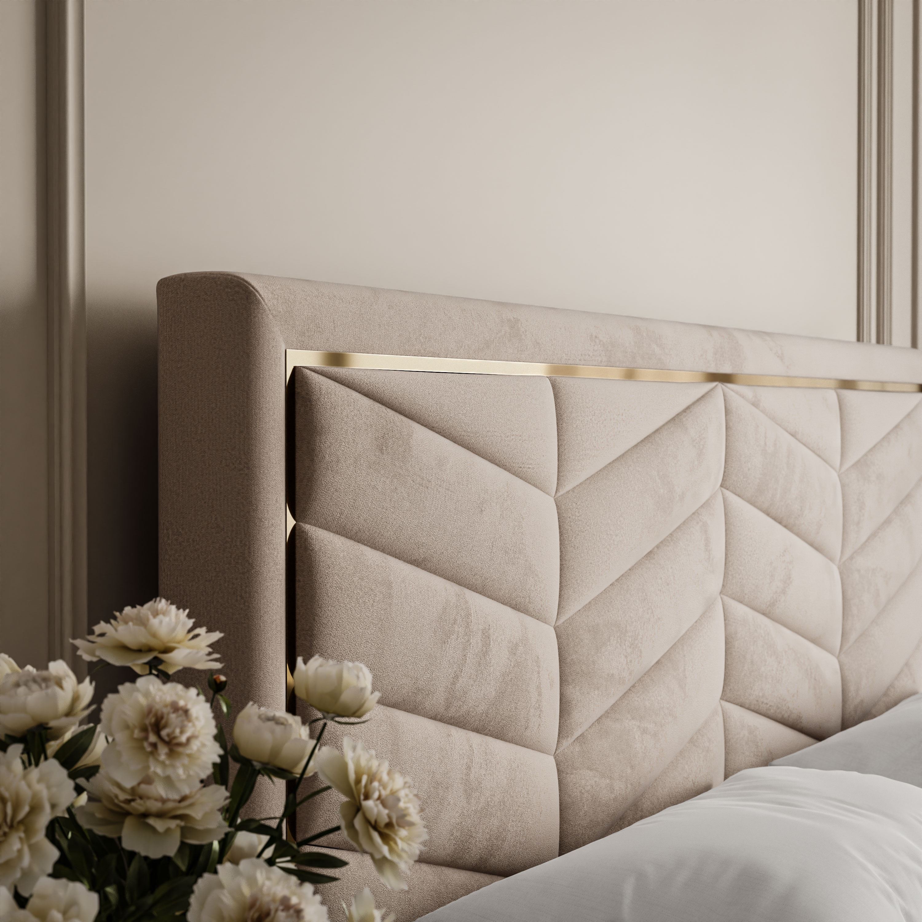 Polsterbett AURORA mit Bettkasten und Metallgestell