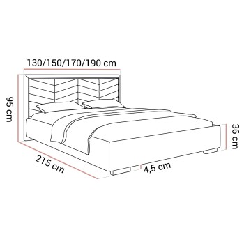 Polsterbett AURORA mit Bettkasten und Metallgestell