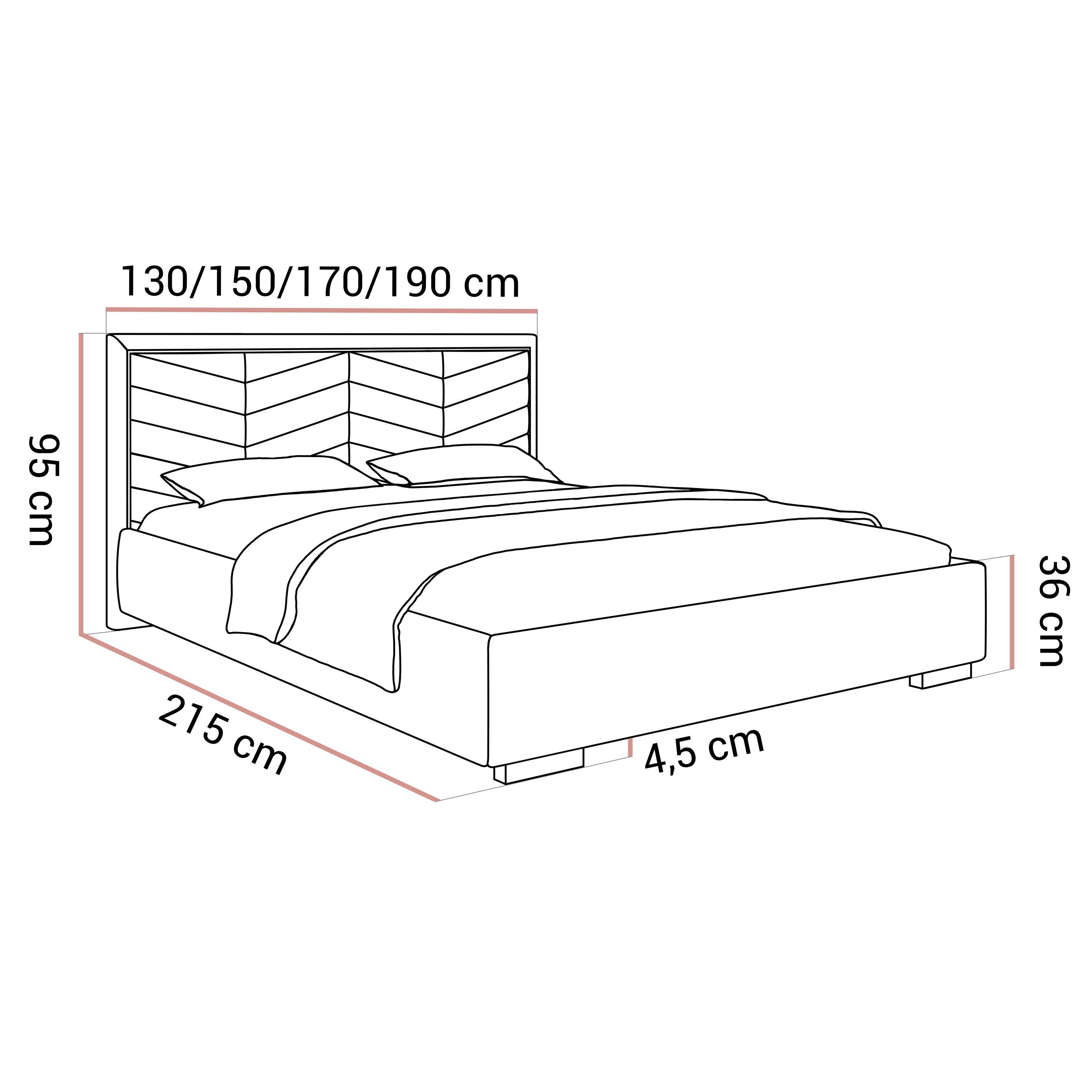 Polsterbett AURORA mit Bettkasten und Metallgestell