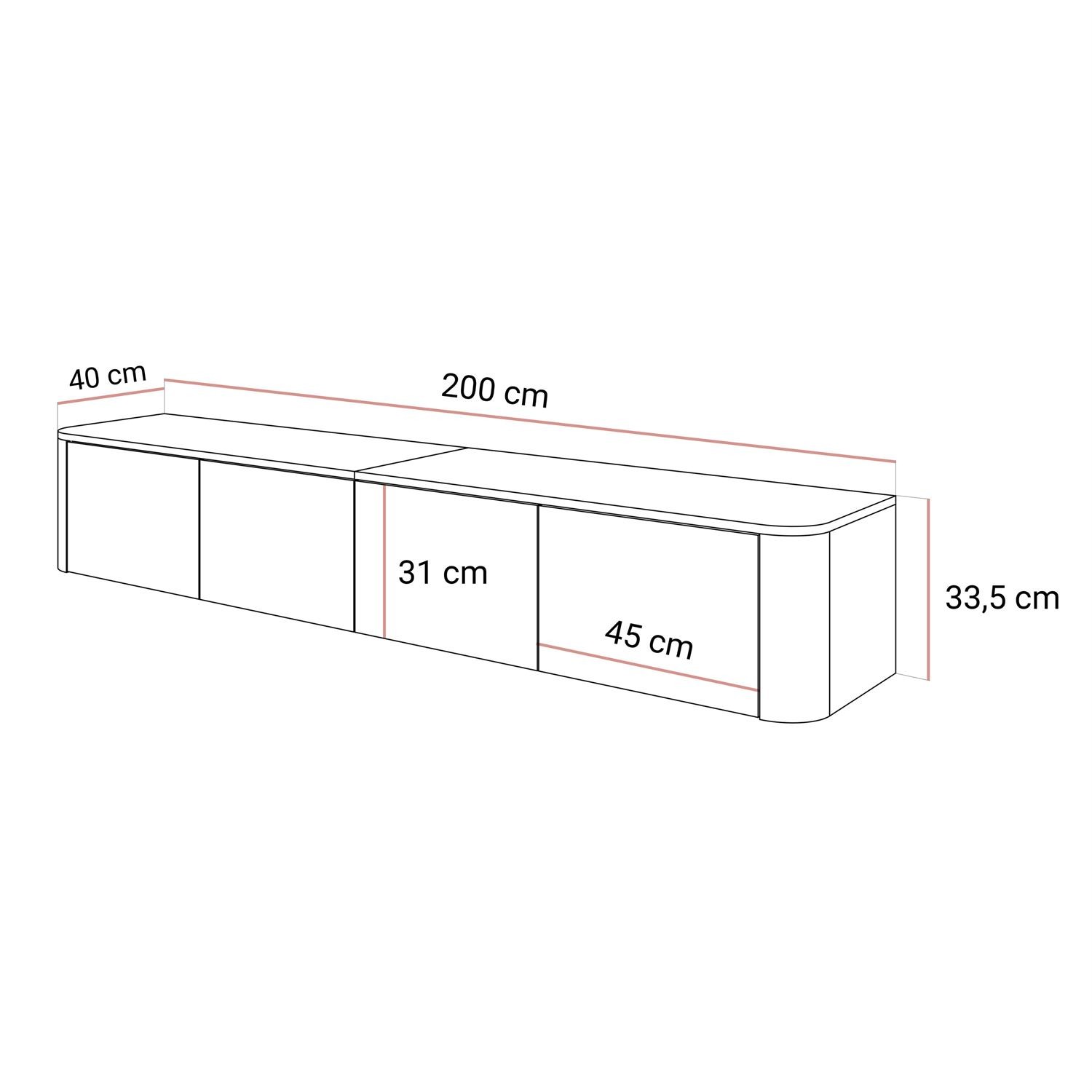 TV-Hängeschrank CELESTE mit LED-Beleuchtung