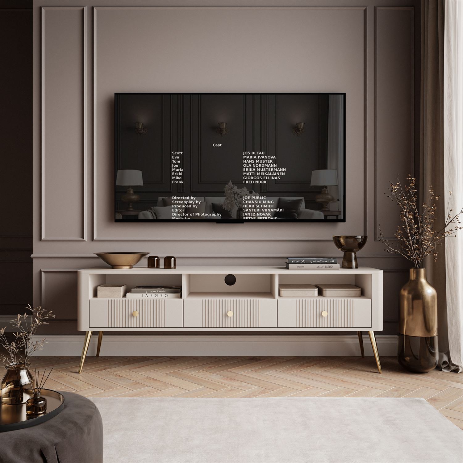 TV-Lowboard ELYSIA KASCHMIR mit Schubladen