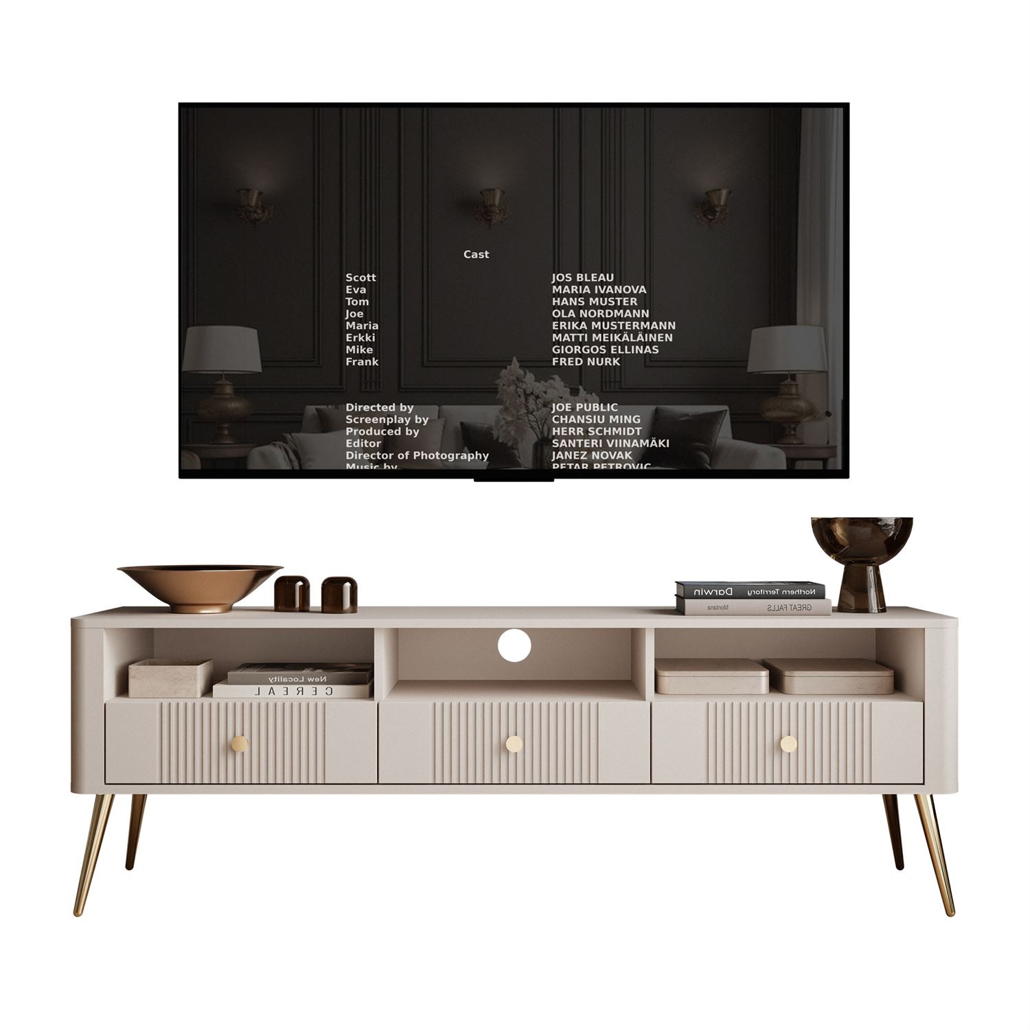 TV-Lowboard ELYSIA KASCHMIR mit Schubladen