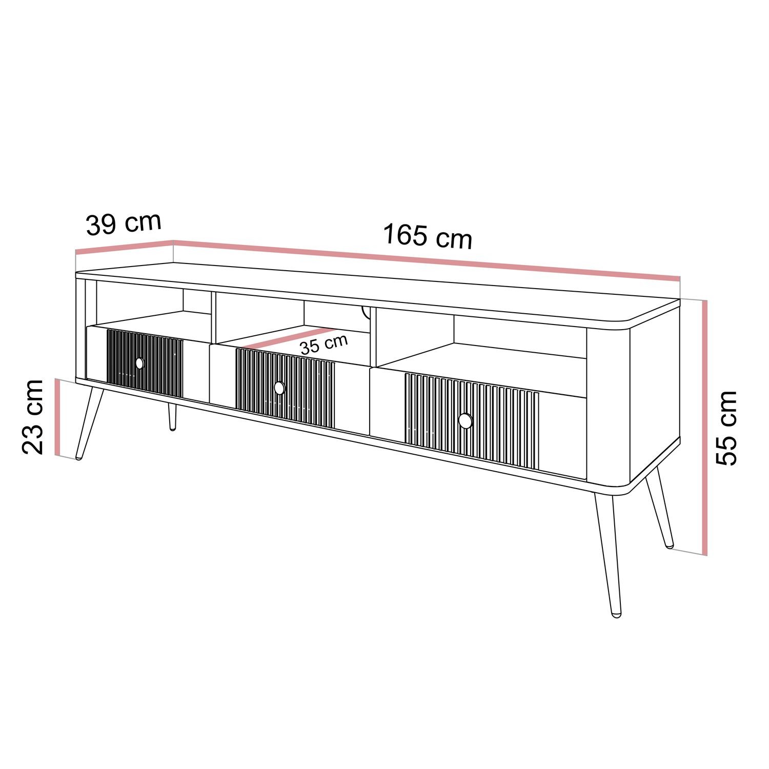 TV-Lowboard ELYSIA KASCHMIR mit Schubladen