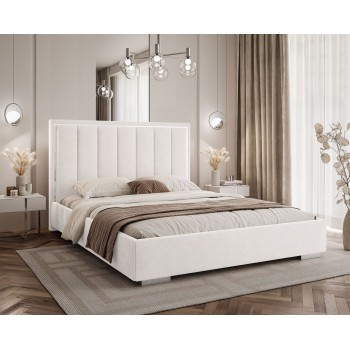 Polsterbett AURELIA SILVER mit Bettkasten und Metallgestell
