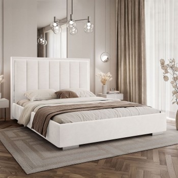 Polsterbett AURELIA SILVER mit Bettkasten und Metallgestell