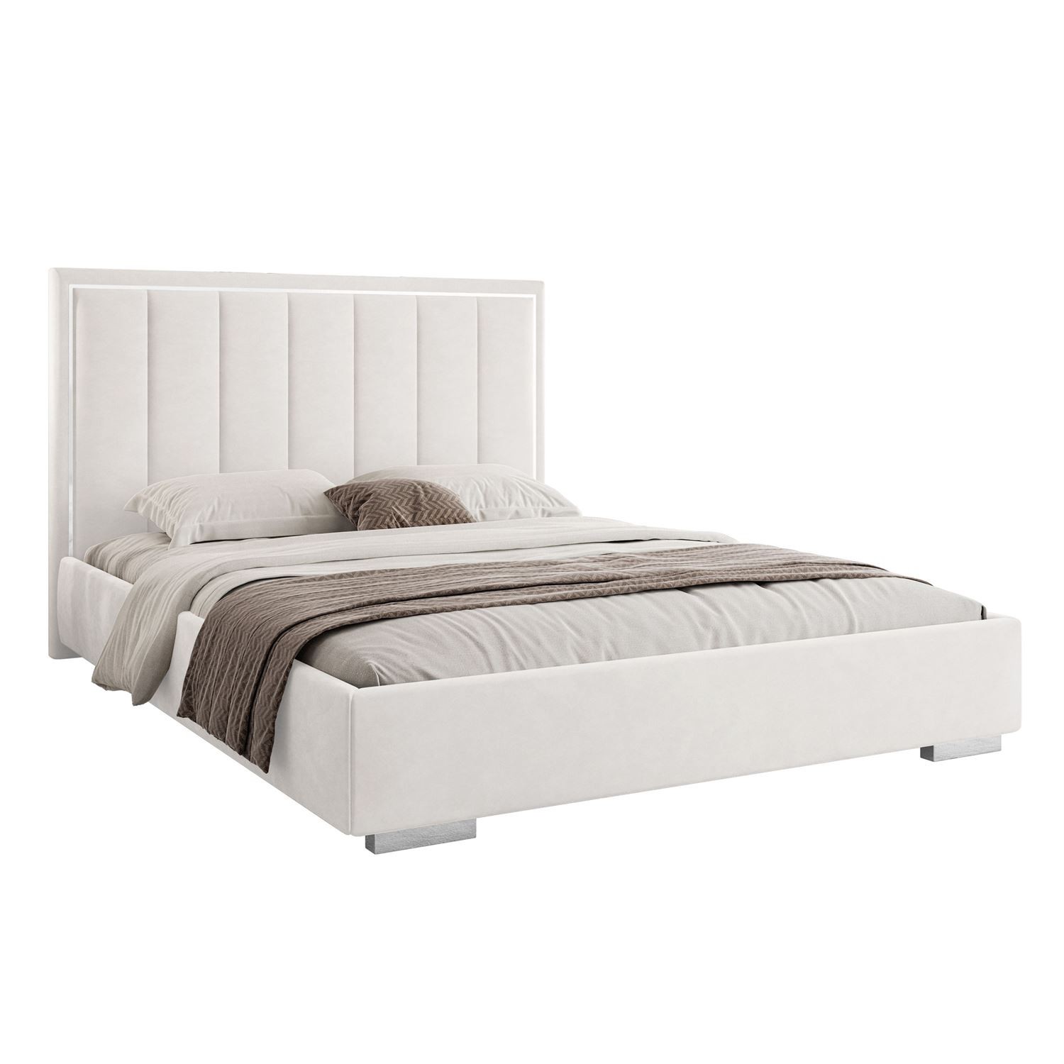 Polsterbett AURELIA SILVER mit Bettkasten und Metallgestell