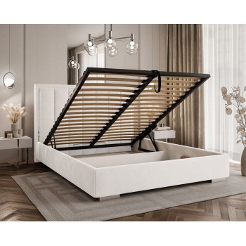 Polsterbett AURELIA SILVER mit Bettkasten und Metallgestell