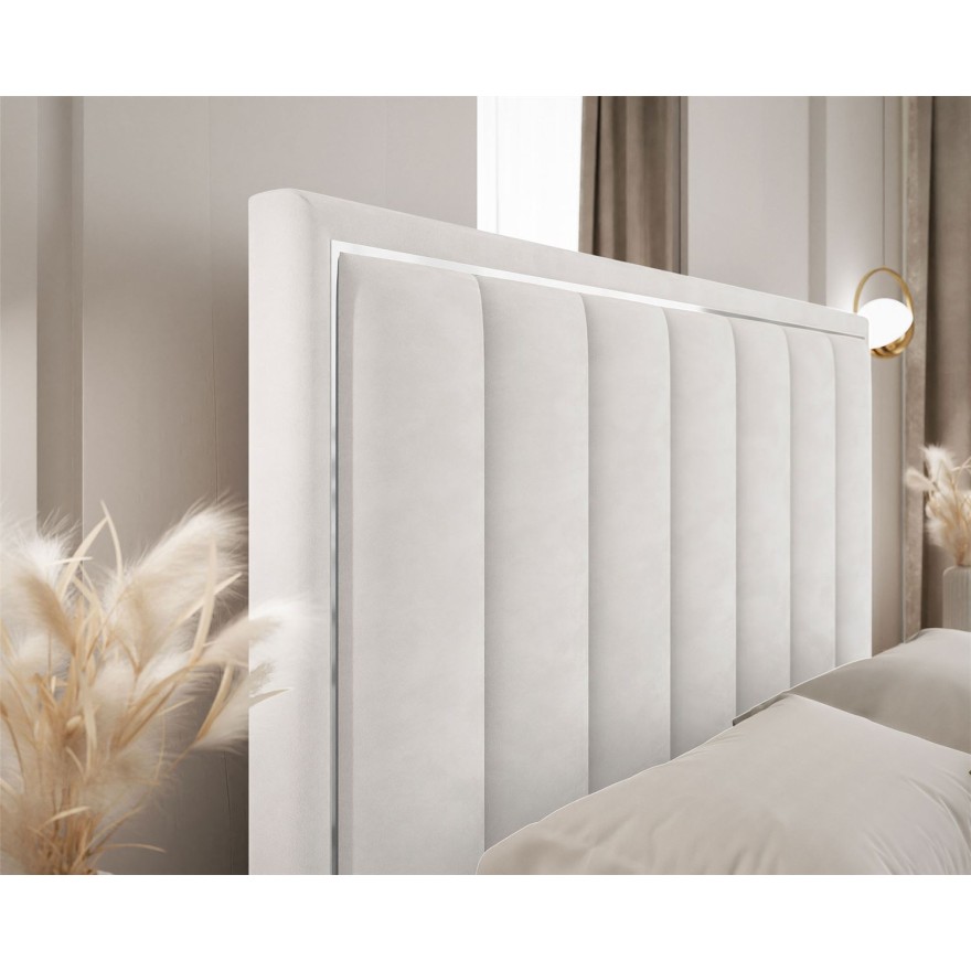 Polsterbett AURELIA SILVER mit Bettkasten und Metallgestell