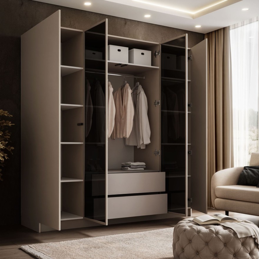 Viertüriger Schrank ATRIUM II mit Glasfront