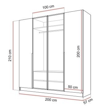Viertüriger Schrank ATRIUM II mit Glasfront