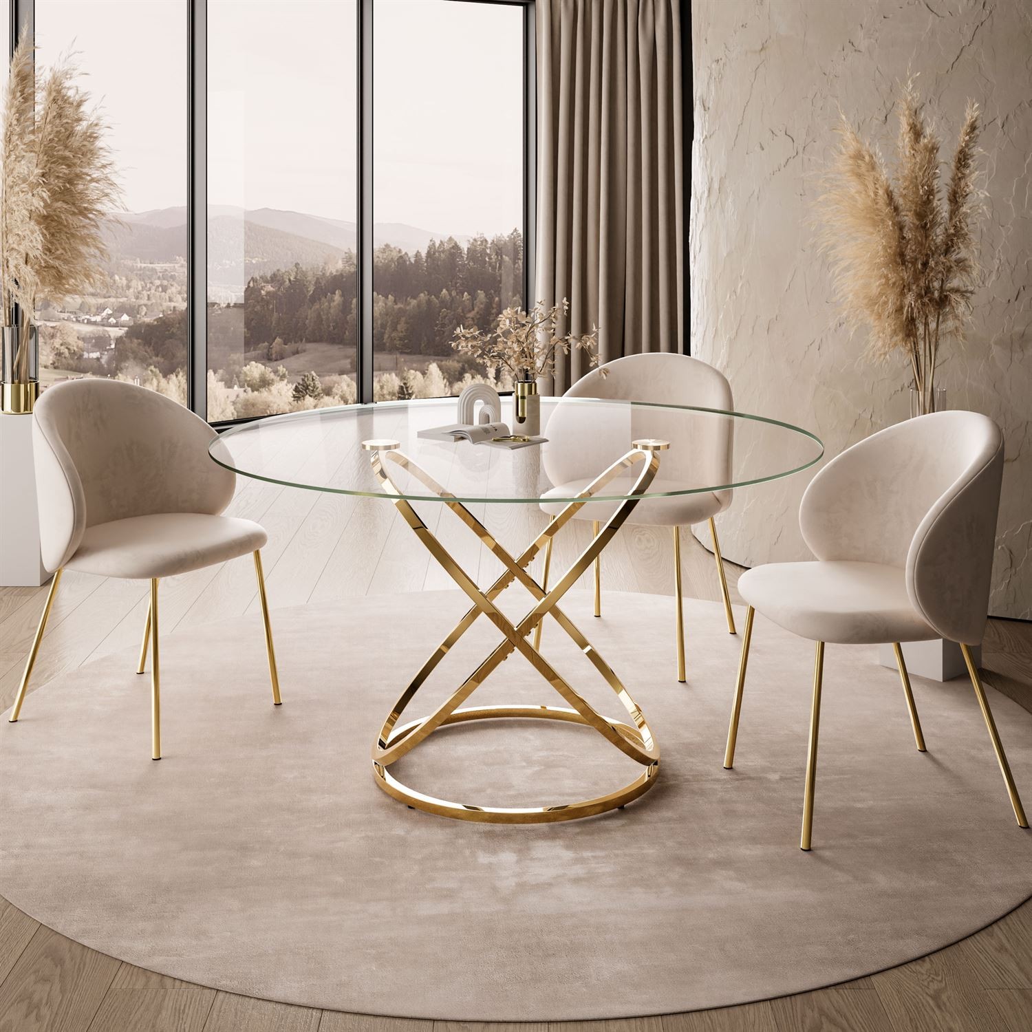 Esstisch BELLE mit Glasplatte