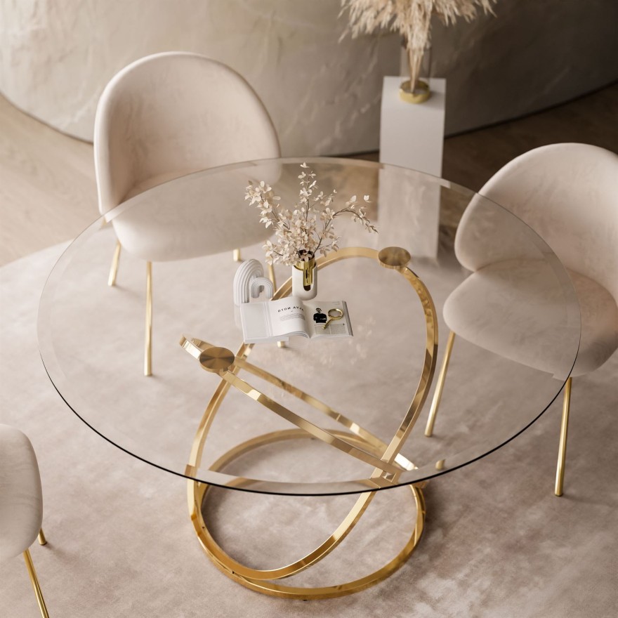 Esstisch BELLE mit Glasplatte