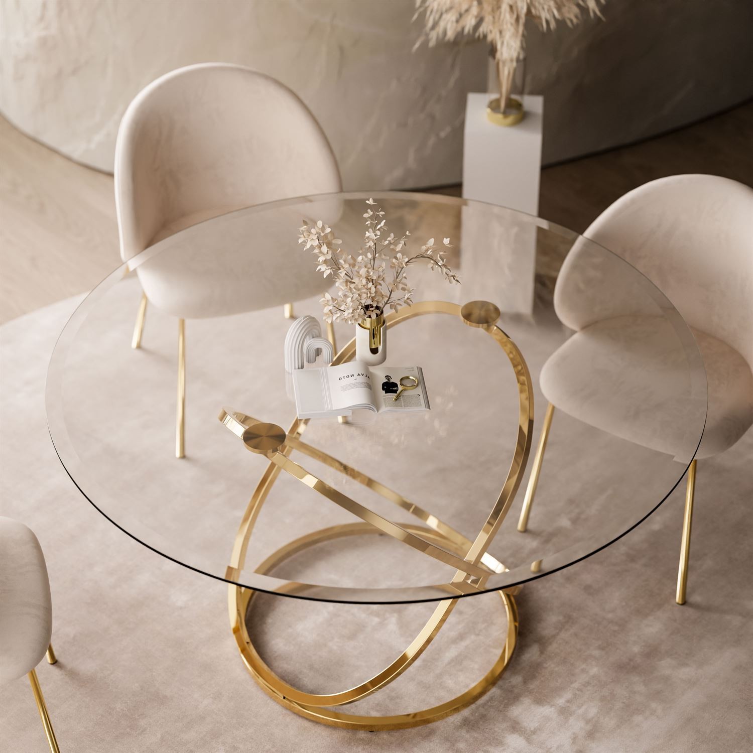 Esstisch BELLE mit Glasplatte