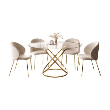 Esszimmer-Set BELLE mit vier Stühlen