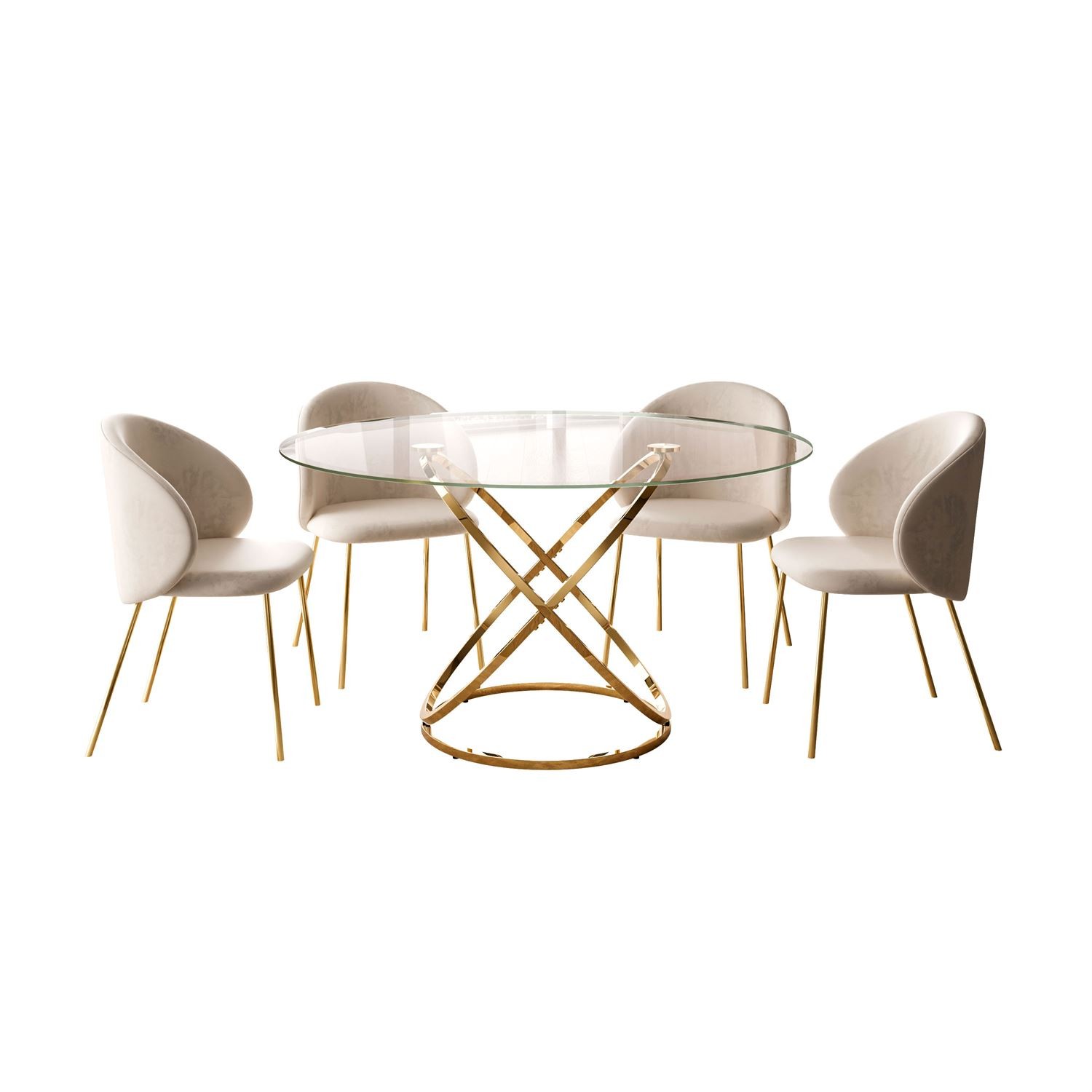 Esszimmer-Set BELLE mit vier Stühlen