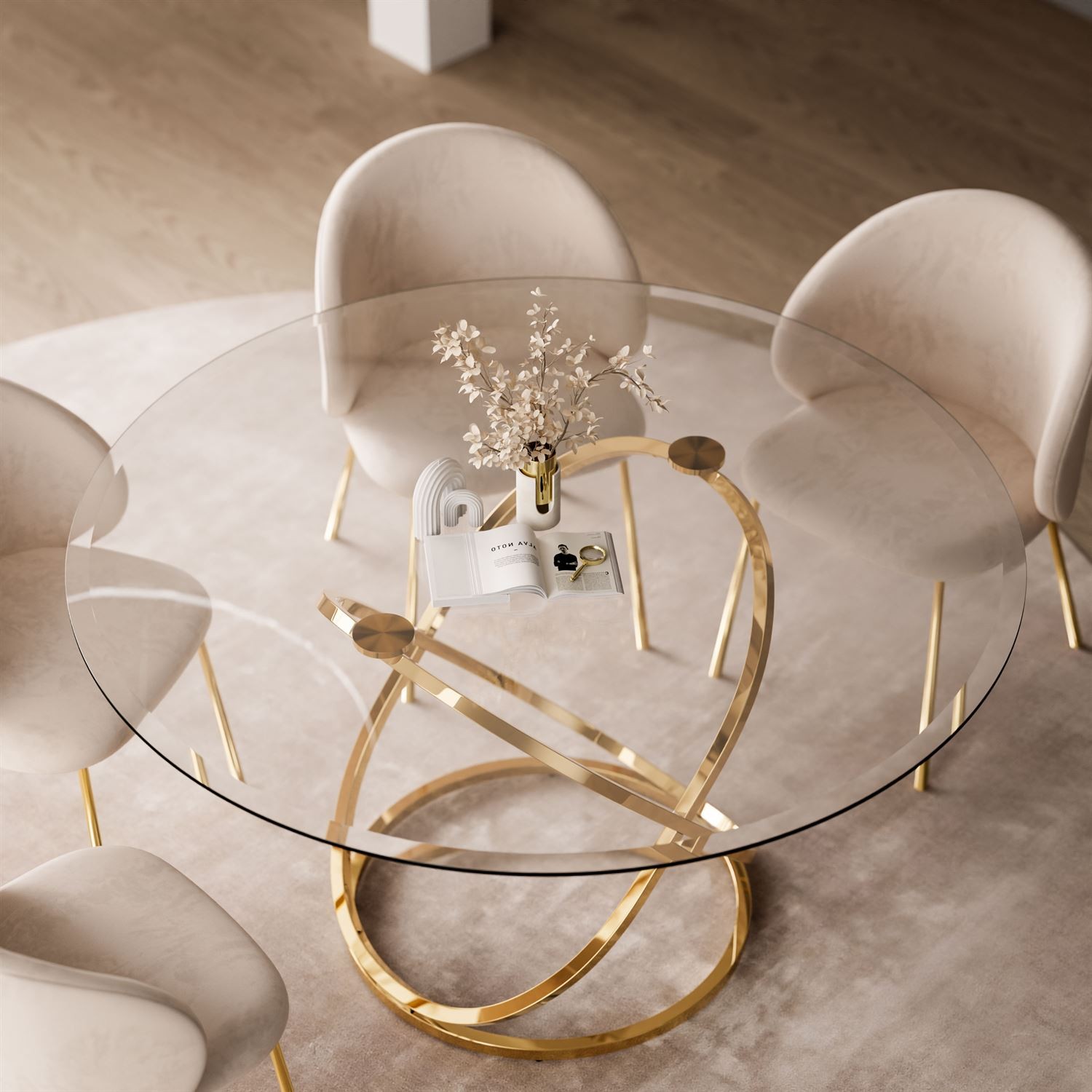 Esszimmer-Set BELLE mit vier Stühlen