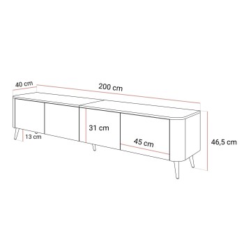 TV-Schrank CELESTE 200 cm mit Beleuchtung an den Füßen