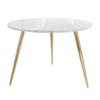 Runder, glänzender Couchtisch SOLEIL II auf goldenen Beinen