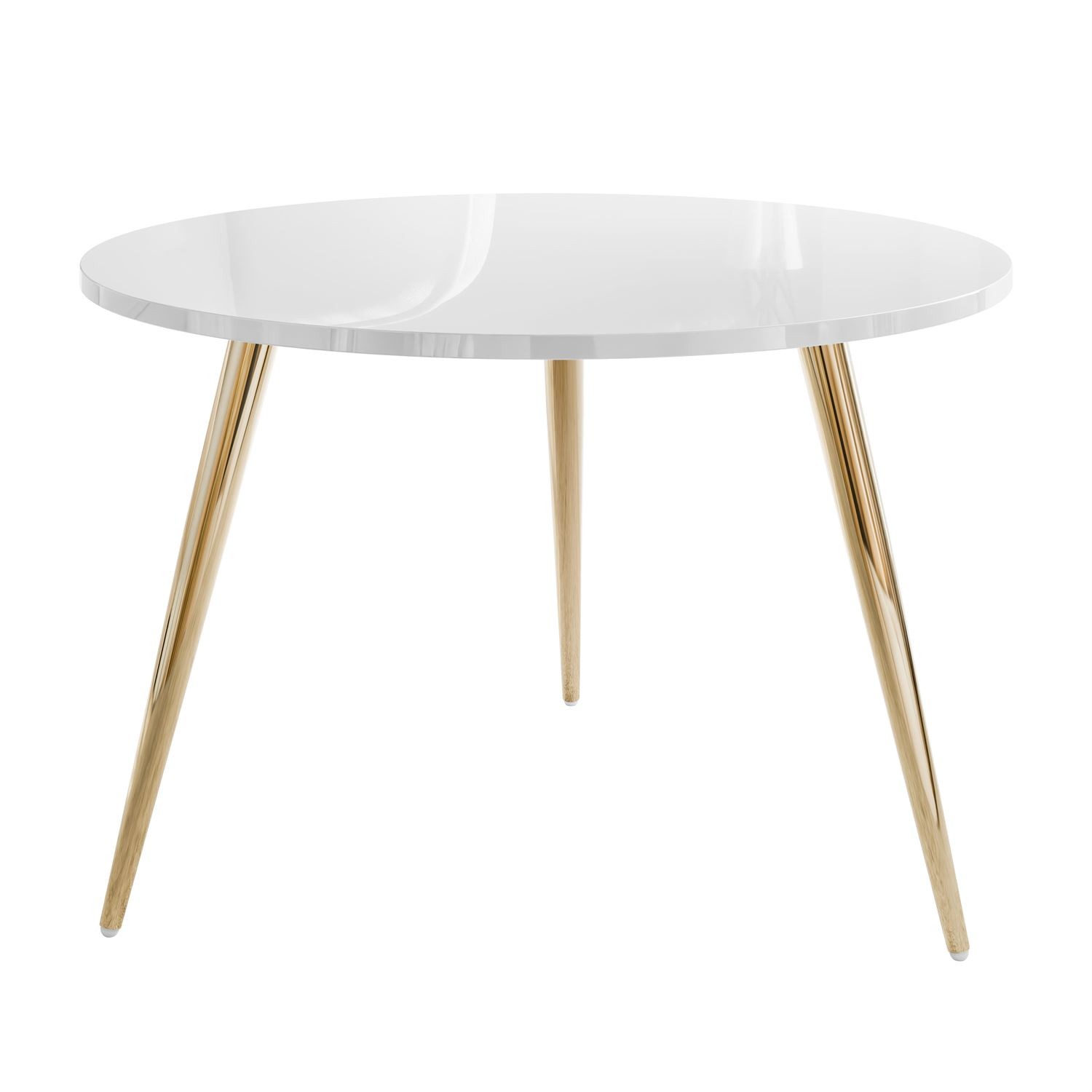 Runder, glänzender Couchtisch SOLEIL II auf goldenen Beinen