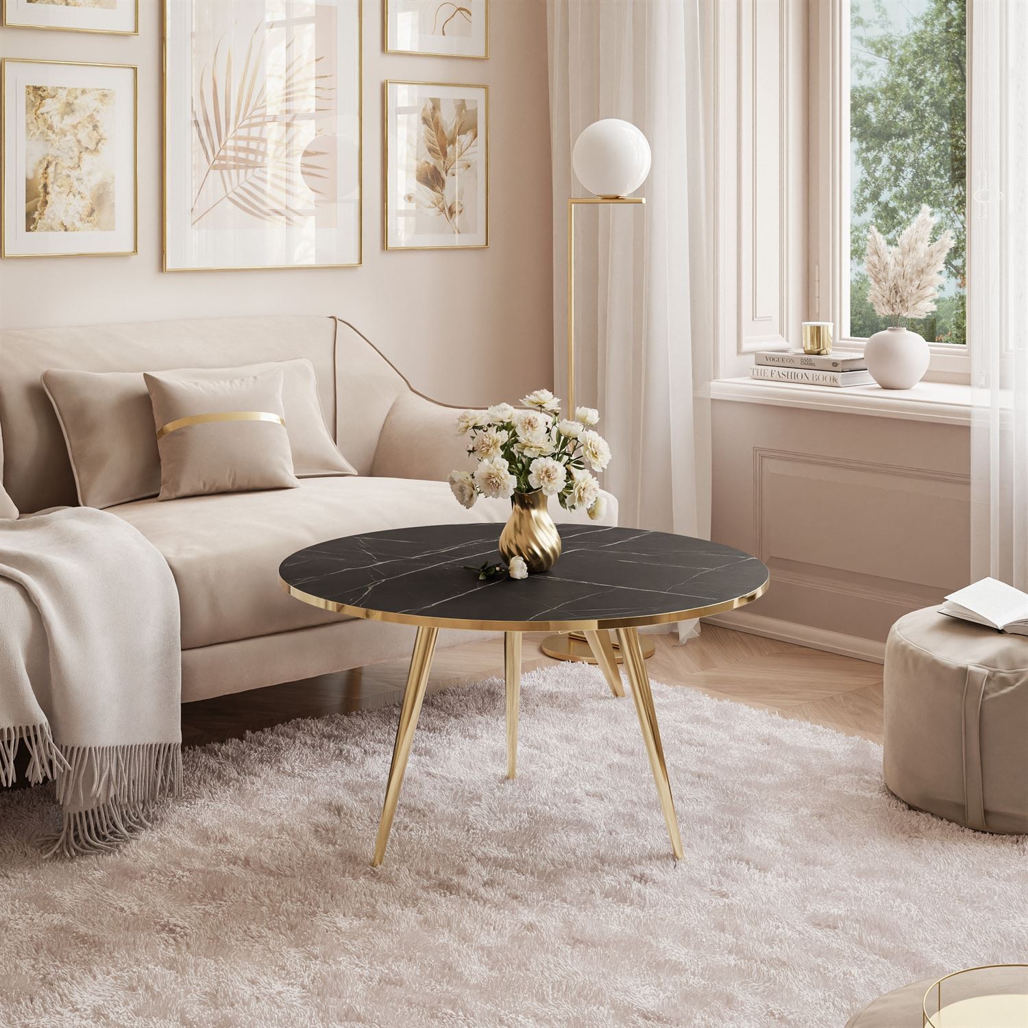 Runder Couchtisch SOLEIL GOLD MARMOR