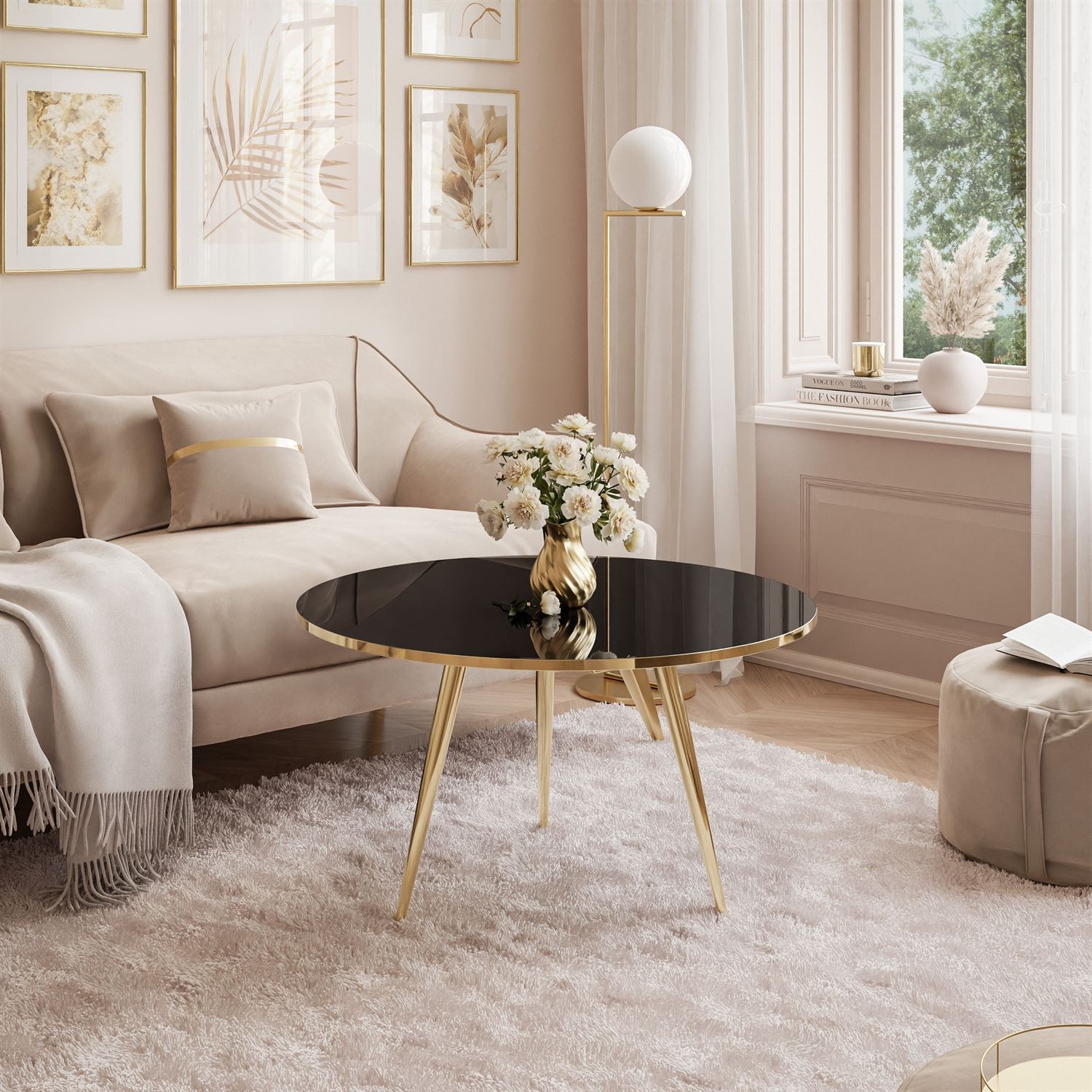 Runder Couchtisch SOLEIL GOLD Hochglanz