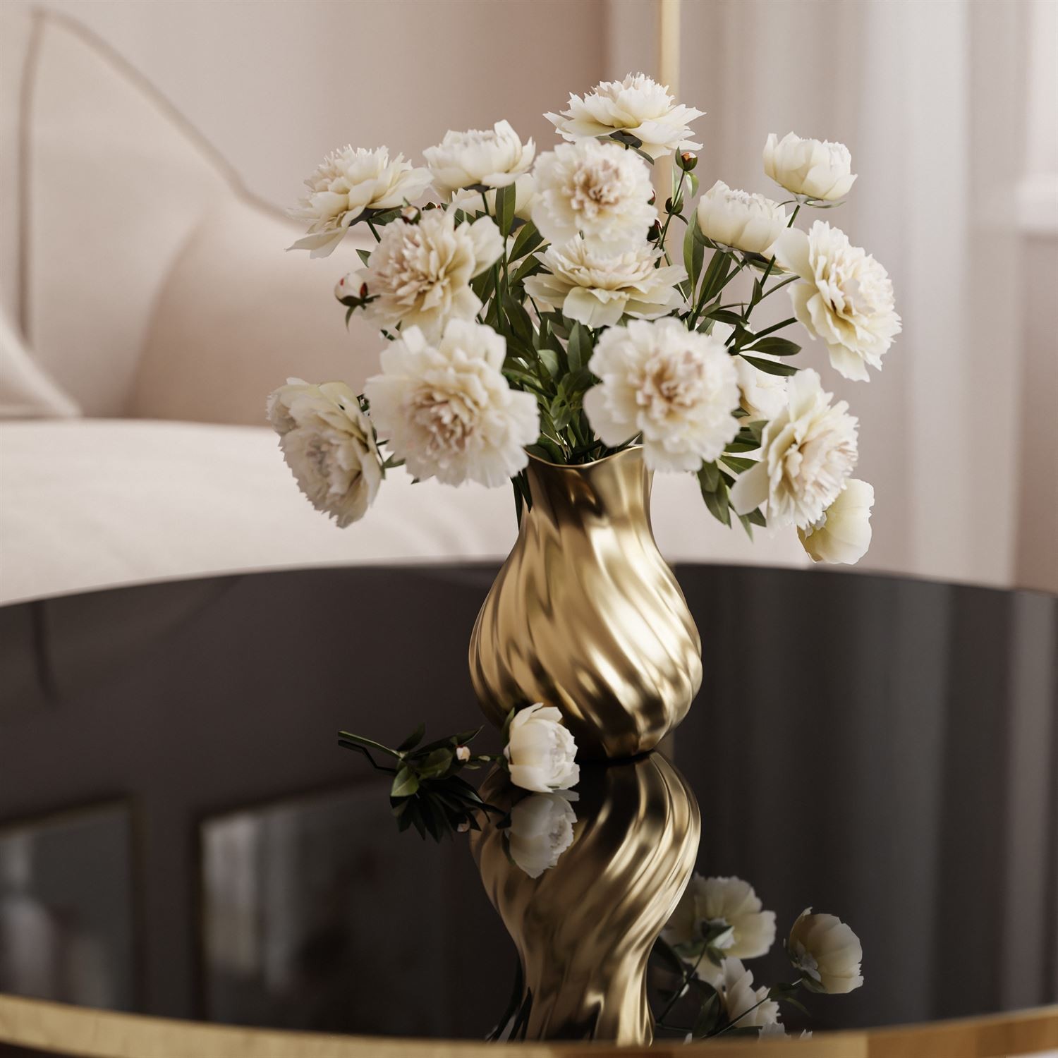 Runder Couchtisch SOLEIL GOLD Hochglanz