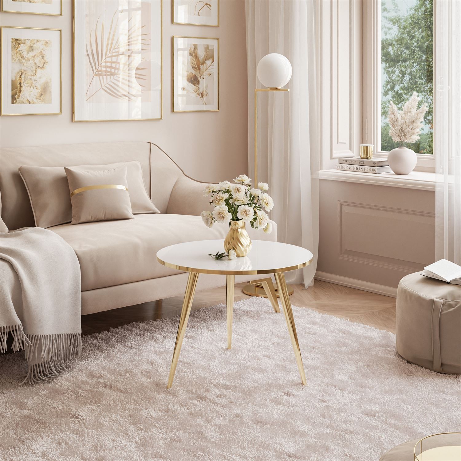 Runder Couchtisch SOLEIL GOLD Hochglanz