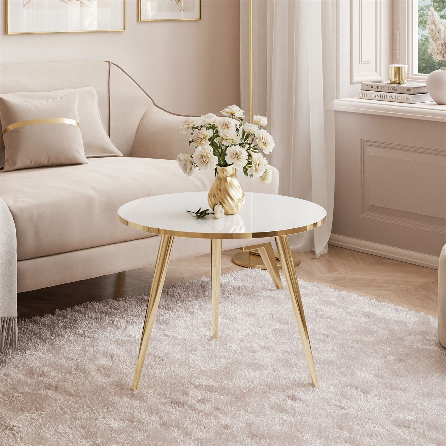 Runder Couchtisch SOLEIL GOLD Hochglanz