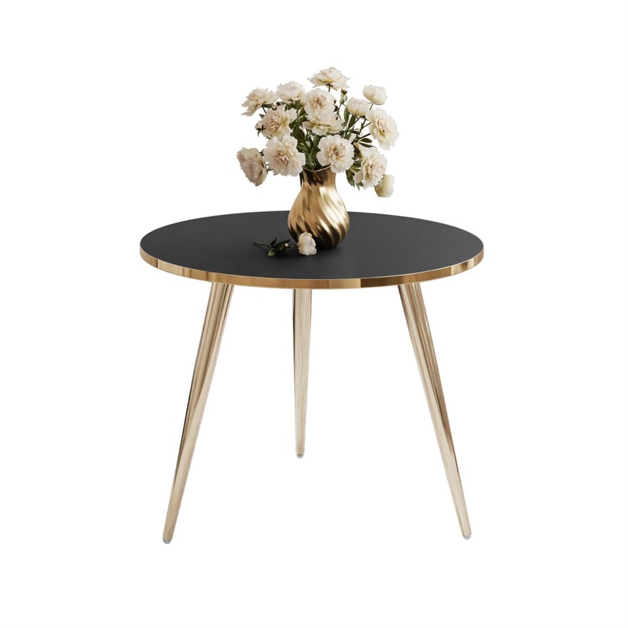 Runder Couchtisch SOLEIL GOLD Schwarz Matt