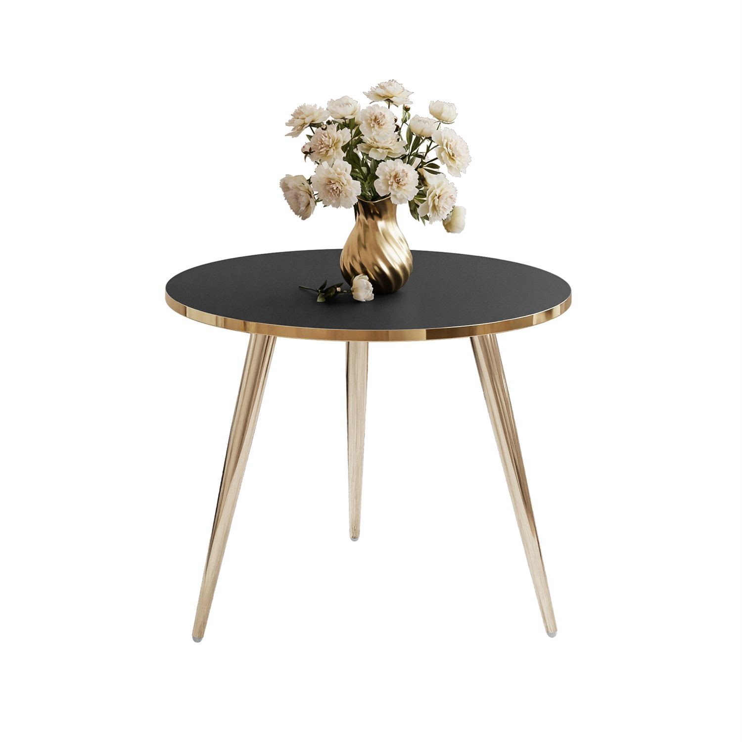 Runder Couchtisch SOLEIL GOLD Schwarz Matt