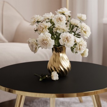 Runder Couchtisch SOLEIL GOLD Schwarz Matt