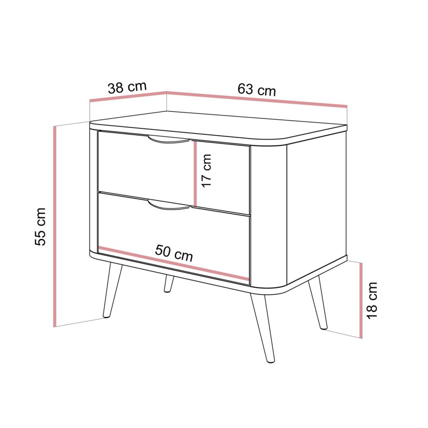 Nachttisch TWILIGHT mit Schubladen