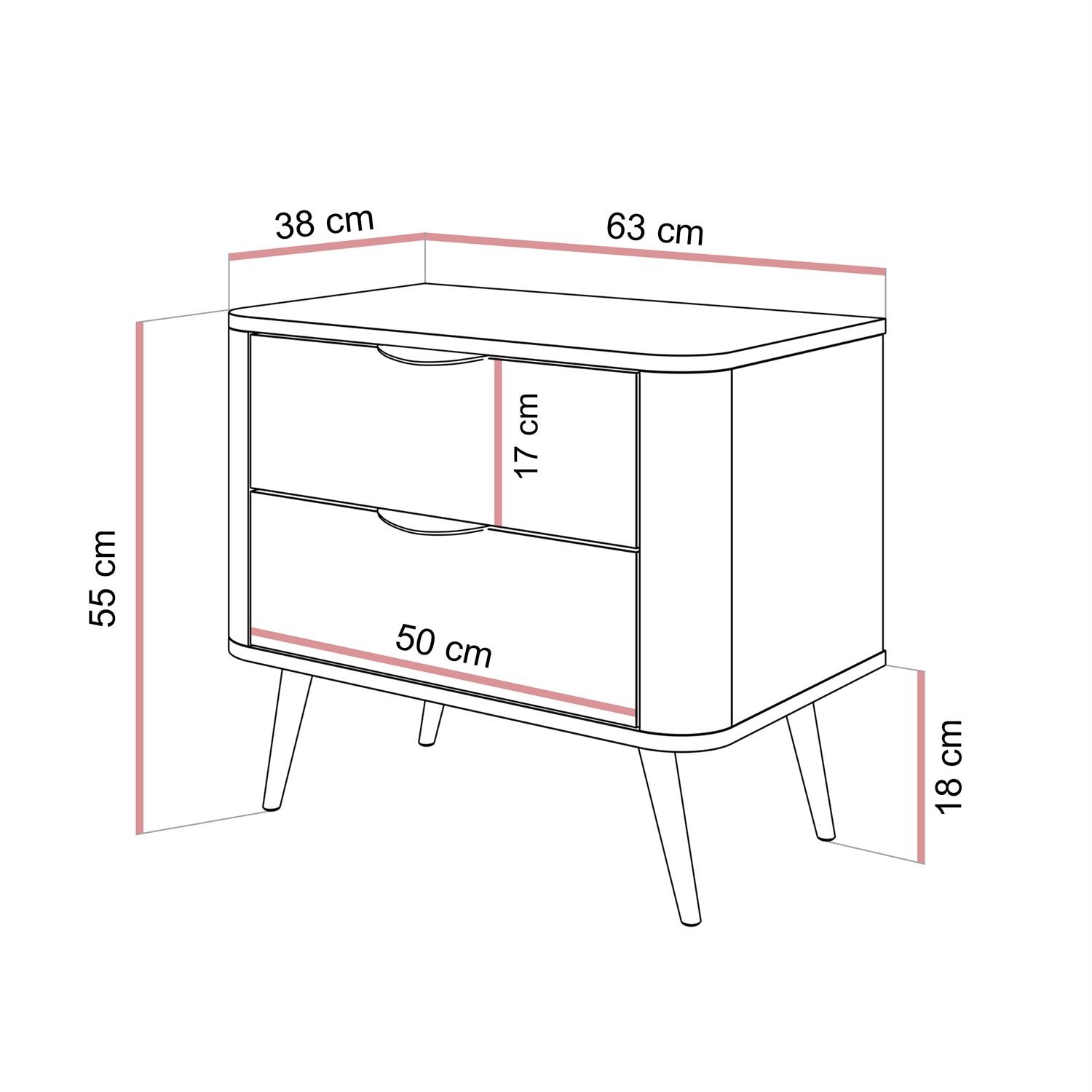 Nachttisch TWILIGHT mit Schubladen