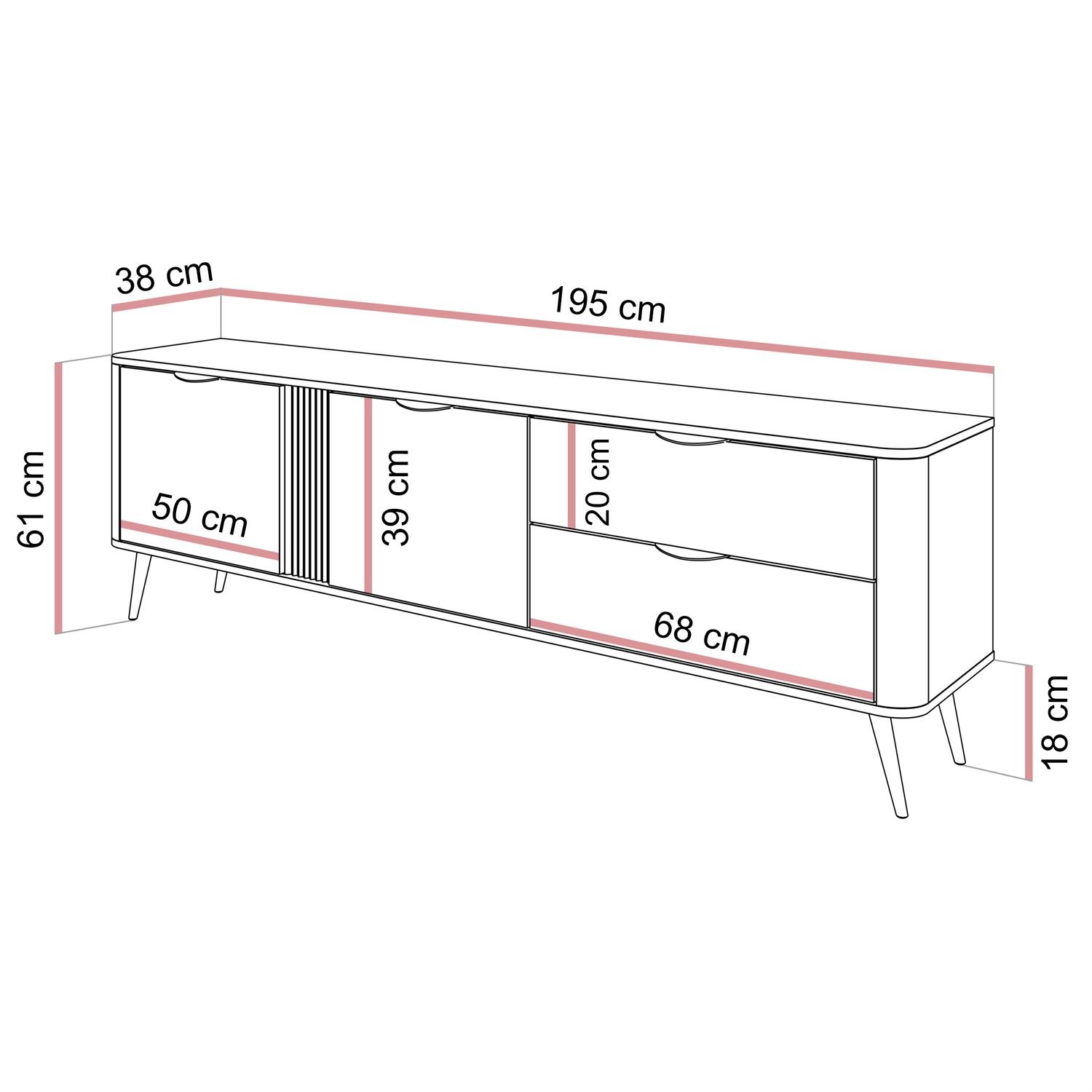 TV-Schrank TWILIGHT 2D2D mit Schubladen