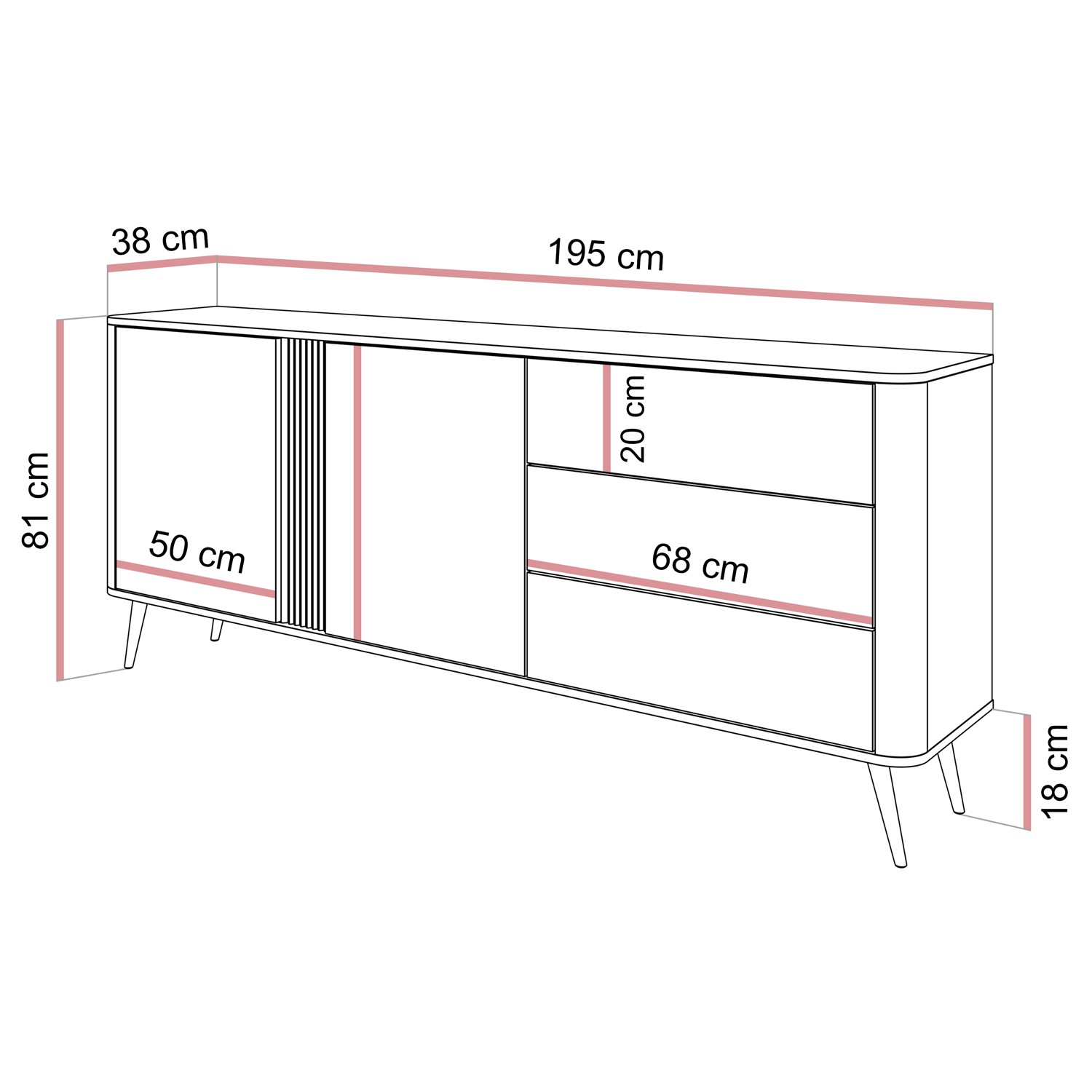 Kommode TWILIGHT 2D3S mit Schubladen