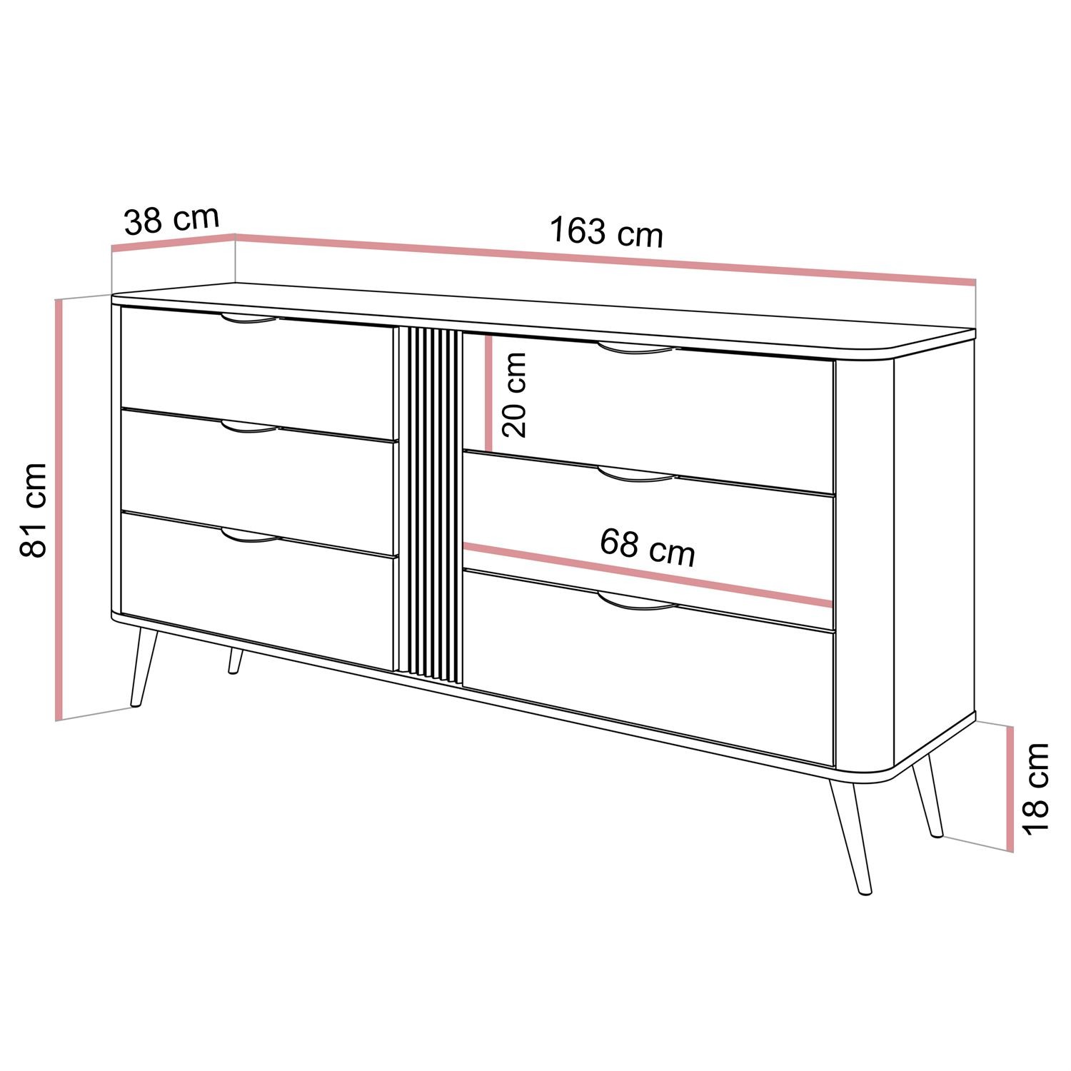 Kommode TWILIGHT 6S mit Schubladen