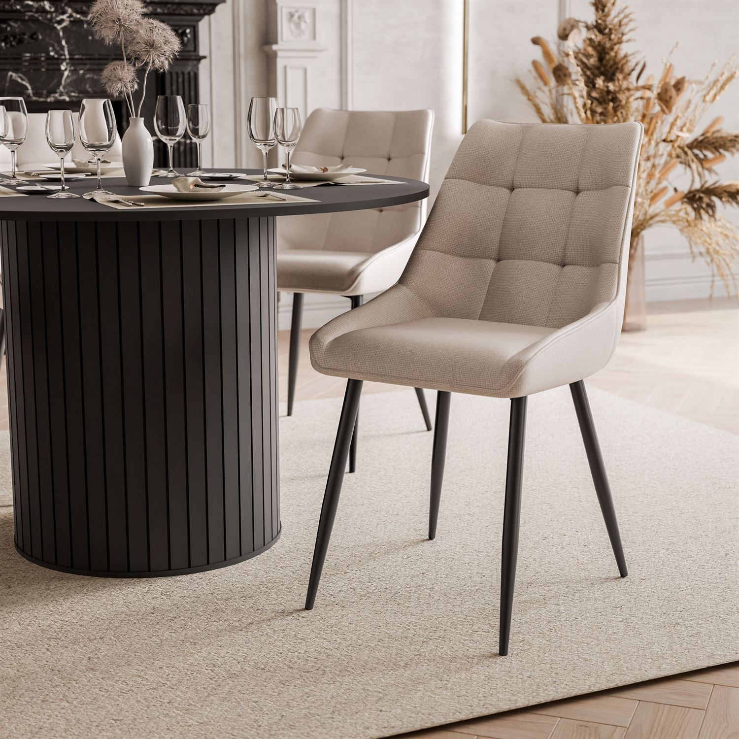 Esszimmer-Set ELODIE mit vier Stühlen