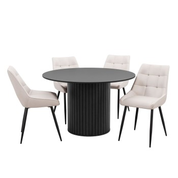 Esszimmer-Set ELODIE mit vier Stühlen