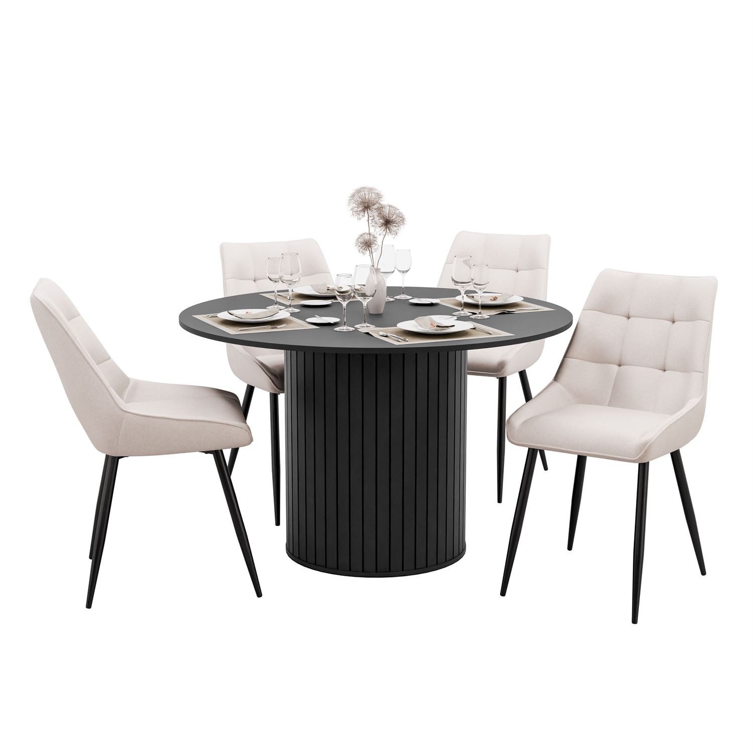 Esszimmer-Set ELODIE mit vier Stühlen