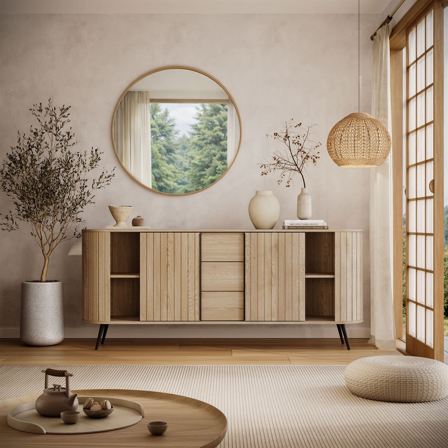 Kommode WILLOW 2D3S mit Schiebetüren