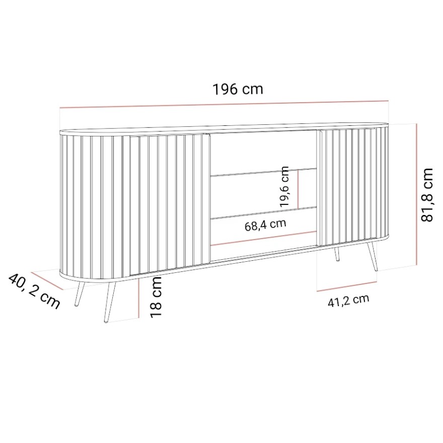 Kommode WILLOW 2D3S mit Schiebetüren