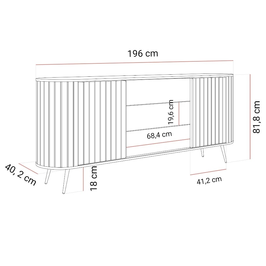 Kommode WILLOW 2D3S mit Schiebetüren