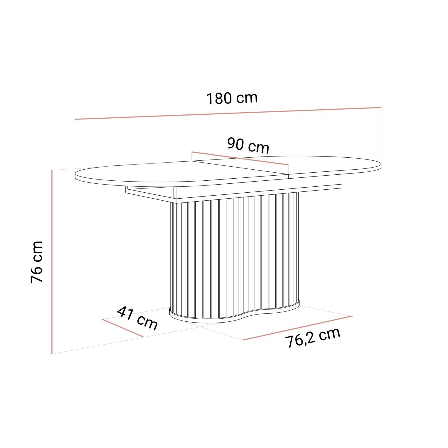 Ausziehbarer Tisch WILLOW 180–220 cm