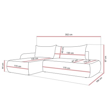 Ecksofa GOYA mit Schlaffunktion und Bettkasten
