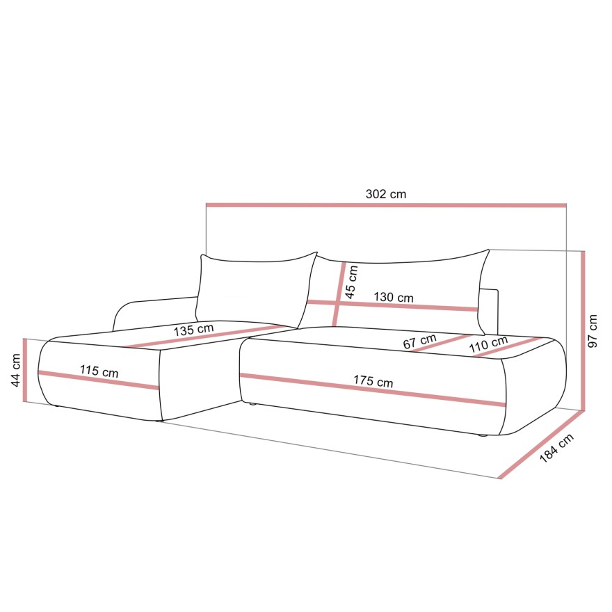Ecksofa GOYA mit Schlaffunktion und Bettkasten